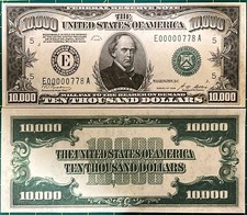 Reproduction US 1928 $10,000 Bill Federal Reserve Note Copy USA See Description picture