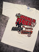 Vintage Gildan Heavy Cotton 1998 World Series Yankees vs Padres White T-Shirt picture