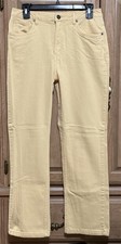 Coldwater Creek Denim Jeans Womens Size 8 Yellow Straight Leg High Rise 5 Pocket picture
