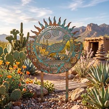 Roadrunner Metal Garden Stake, Southwest Sun Yard Art, Hand-Flamed Multicolor picture