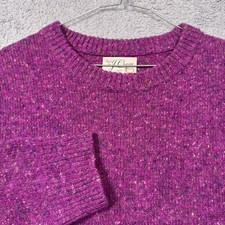 J. Crew Irish Donegal Sweater Mens XL 100% Wool Magenta Speckle Fleck Crewneck picture