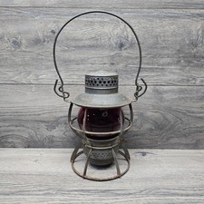 Antique DRESSEL Arlington NJ NYCS New York Central Railroad Lantern w/ Red Globe picture