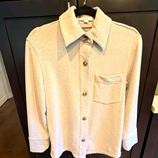 Vince Beige Knit Collared Button-Up Top w/ Pocket Ladies XS picture
