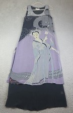 VTG 90s Citron Santa Monica Silk Full Length Dress Art-Wear Asian Geisha Dragon picture