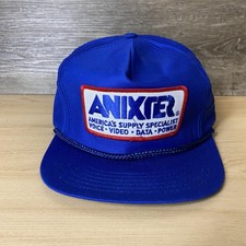 Vintage Anixter Hat Cap Snap Back Blue Patch Promo Advertising Trucker picture