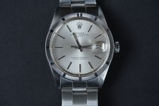 Vintage Rolex Oyster Perpetual Date 1501 34mm Silver Dial Engine Turned Bezel SS picture