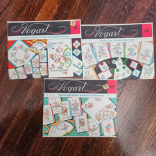 Vtg VOGART  Iron-On Embroidery Transfer Patterns Roosters Birds Kittens 3 picture