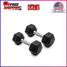CAP Barbell, 15lb Coated Rubber Hex Dumbbell, Pair (No-Roll Design, Ergonomic St picture