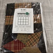 Valance Scalloped 16x72” VHC Brands -Log Cabin Block Border Lined NIP picture