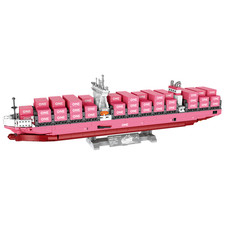 MOC Pink Cargo Ship 3D Bricks Container Boat Building Blocks 1446PCS gift picture