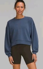 Lululemon Perfectly Oversized Cropped Crew Softstreme Blue Sweatshirt Size 6 picture