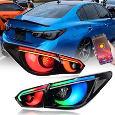 4PCS RGB LED Tail Lights for 2014-17 Infiniti Q50 V37 Clear Lens Black Housing picture