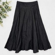 Vintage Judy Tampa 100% Silk Crinkle Maxi Skirt Black Made in USA Size S picture