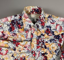 Vintage H Bar C California Ranchwear Womens Long Tail Floral Pearl Snap Shirt M picture