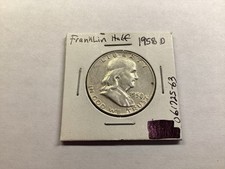 1958 D Franklin Silver Half-Dollar from Denver Mint 061725 63tk picture
