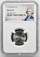 2026 D Jefferson Nickel Graded NGC MS-66 Six Full Steps w/ Jefferson Label picture