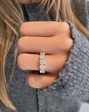 3.00 Ct Round Lab Grown Diamond Eternity Band Solid 14K Yellow Gold Wedding Ring picture