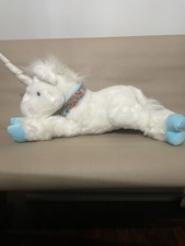 Commonwealth Toys R Us 2001 Plush Unicorn 26” Large White Floral Collar Stuffed picture