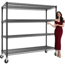 Heavy-Duty Metal Wire Shelving Unit with Wheels Adjustable 4-Tier Storage Rack picture