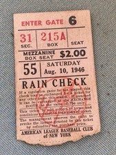 1946 Ted Williams Ticket 2 HR#157-158/31 YR  MVP Boston Red Sox AL Champ 8/10⚾️ picture