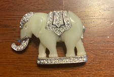 Hattie Carnegie Elephant Brooch Lucite Rhinestone UV Reactive Vintage Rare picture