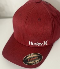 NWT Hurley Red Corp Textures Flex Fit Hat - SZ L/XL - Maroon Stretch Fit Cap picture