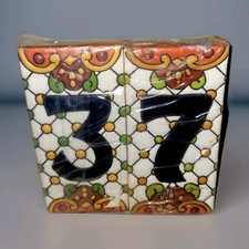 Set x 4 Real Mexican MOSAIC House Number Tiles # 3, 7, 2, 4 / 6