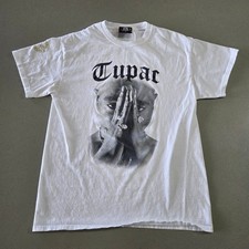 Cross Colours Tupac Shakur Graphic T-Shirt Mens Medium White 2Pac Portrait Tee picture