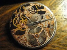 Tavannes Skeleton Collection Gold Watch Advertisement Pocket Lipstick Mirror picture