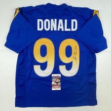 Autographed/Signed Aaron Donald Los Angeles LA Royal Blue Jersey JSA COA picture