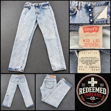 Vintage Levis 501 Jeans Mens 32x32 USA Made Acid Wash Button Fly 100% Cotton picture