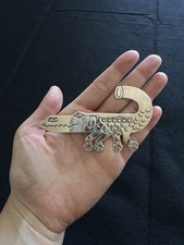 Vintage Taxco Mexico Sterling Silver GM13 Crocodile Airplane Brooch Pin picture