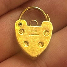Vintage 9ct Gold Heart Padlock Clasp Charm Hallmarked 375 Estate Jewelry picture