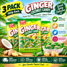 CHUN GUANG Ginger Coconut, Halal Hard Candy,5.6 oz. bag ( Pack of 3 ) picture