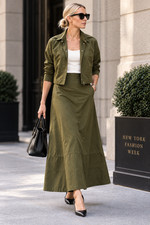 CHANEL 2000 Cruise 00C Olive Utility Safari Skirt Set FR 36/38 Karl Lagerfeld picture