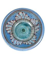 Vintage Oberammergau Studio Pottery Bowl Monika Lang German Art Pottery 10.5