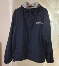 Vtg Gulfstream Jacket Embroidered Blue M Windbreaker Zip Front Pocket Hood MARKS picture