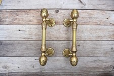 Vintage Victorian style Cast Brass Large Heavy door gate Pull handles 2 pic picture