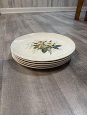 Vintage Homer Laughlin Eggshell Dinner Plates Yellow Roses 10” Set of 5 USA picture