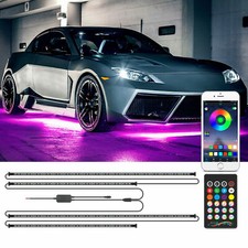 4 pcs RGB LED Strip Under Car Tube Underglow Underbody System Neon Light Kit picture