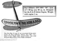 Model Airplane Plans (FF): Nostalgic CIVY BOY 24 for .020 Engine by Paul Gilliam picture