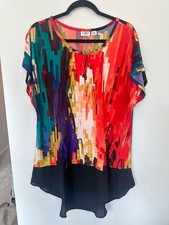 Cato Woman Multicolor Abstract Geometric Print Short Sleeve Tunic Top Size picture