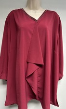 Catherines Black Label 3X 26/28W Red Holiday Classic Blouse with Metallic Trim picture