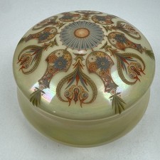 Vtg Rare Lightolier Art Deco Custard Uranium Glass Ceiling Light Shade Peacock picture