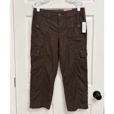 Dressbarn Brown Cargo Capri Pants Size 6 NWT Utility Y2K picture