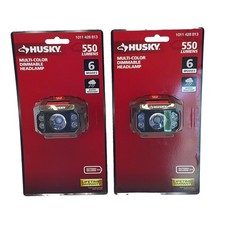 2 Husky Compact Headlamp Multi Color Dimmable 550 Lumens 2 Pack Includes 3 AAA picture