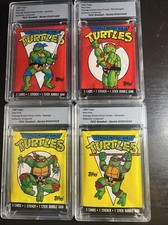 1989 Topps Teenage Mutant Ninja Turtles Wax Pack Set Of 4 Unopened Encapsulated picture