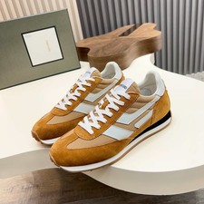 Men's Tom Ford Mick Low Top Sneakers Suede Mesh Amber Brown Casual Retro Trainer picture