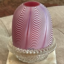 Victorian Nailsea Venetian glass Cranberry Swirl Pink Fairy Lamp picture