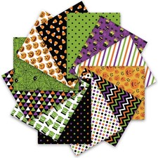 Whaline 12Pcs Halloween Cotton Fabric Bundles 18 x 22 Inch Spider Web Pumpkin picture